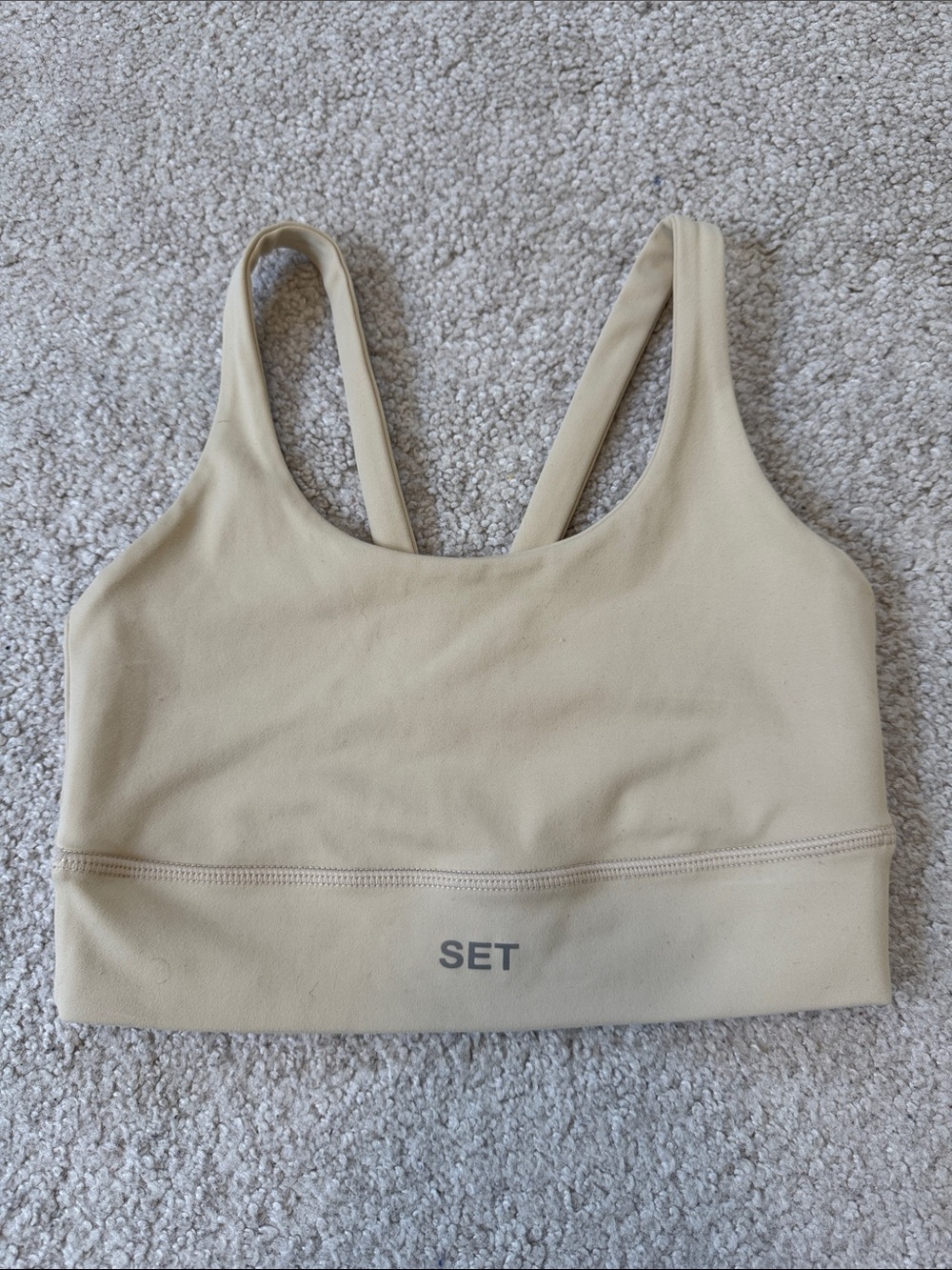 SET Active Racerback Strappy Sports Bra Cream SzXS
